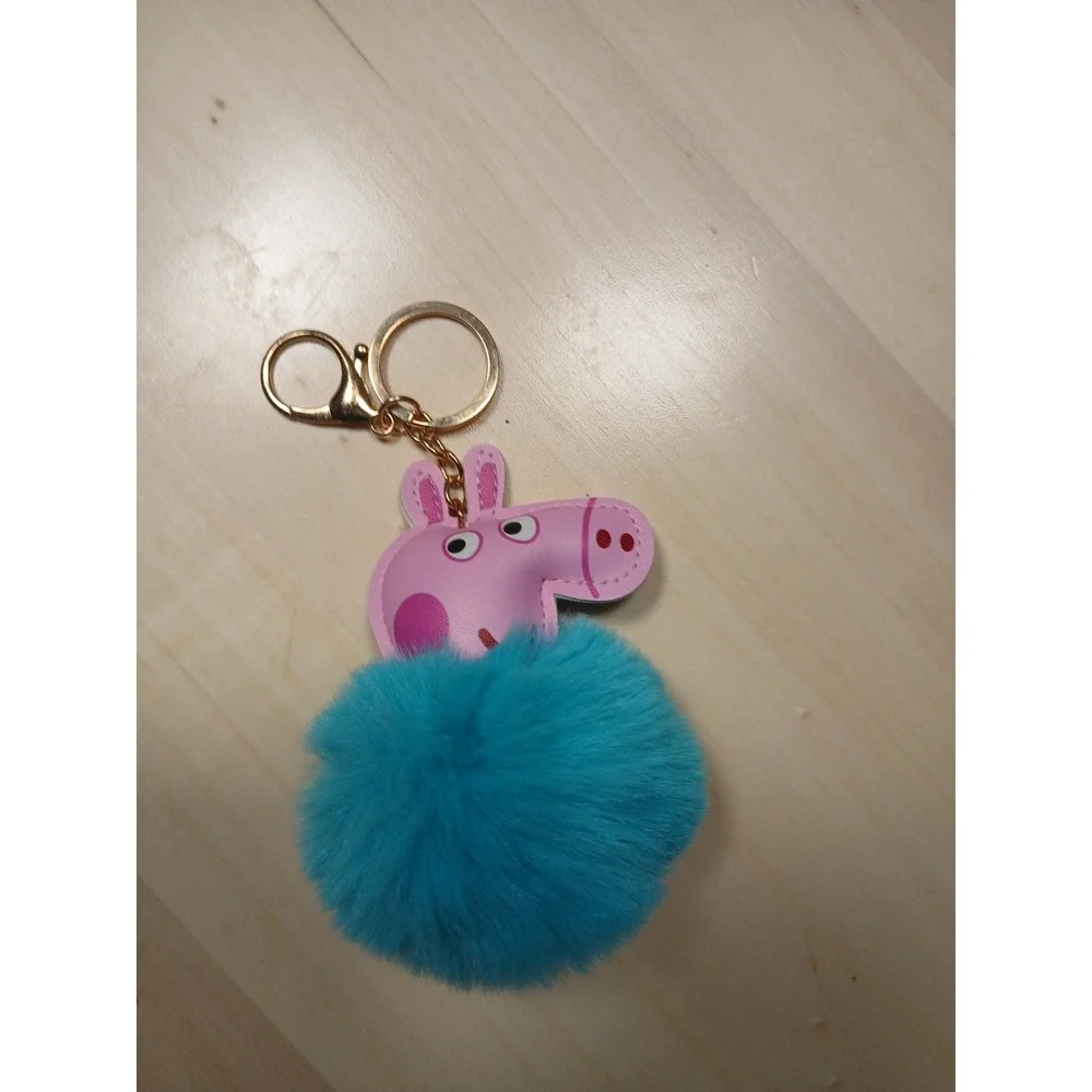 Peppa Pig Vibrant Blue Fur‎ Ball Keychains